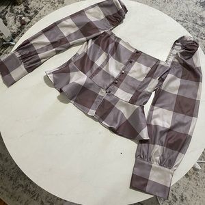 Boohoo Cropped Long Sleeve Blouse